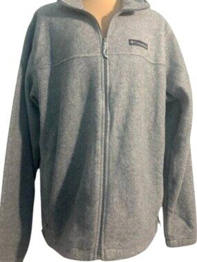Columbia Gray Lightweight Fleece Jacket Zip Front Stand Collar Women’s Large